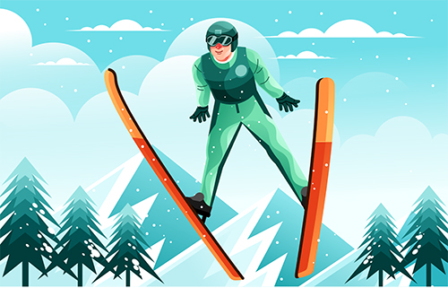 Ski Jumping Sport Illustration